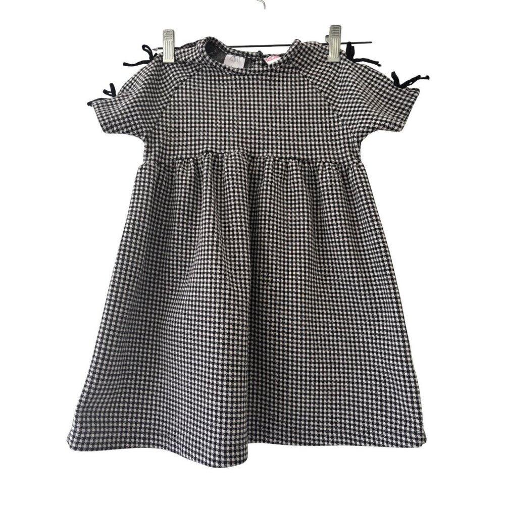Zara Black White Houndstooth Jacquard Short Sleeve Dress 5 Years
